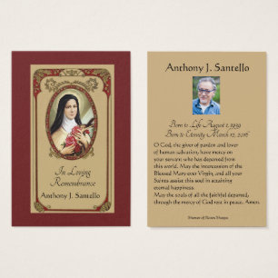 Catholic Funeral Memorial Prayer Holy Card