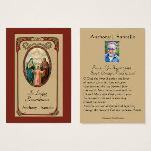 Catholic Funeral Memorial Prayer Holy Card