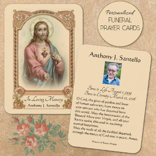 Catholic Funeral Memorial Prayer Holy Card