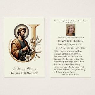 Catholic Funeral Memorial St. Joseph Prayer Card