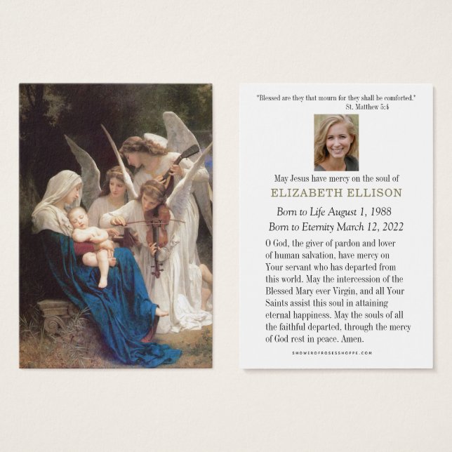 Catholic Funeral Memorial Virgin Angels Jesus  (Front & Back)