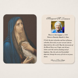 Catholic Funeral Memorial Virgin Mary Holy Card