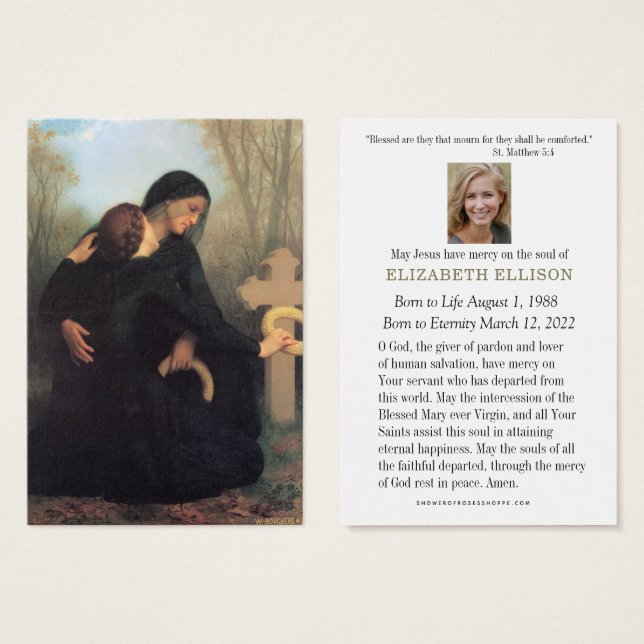 Catholic Funeral Prayer Gravesite Memorial (Front & Back)