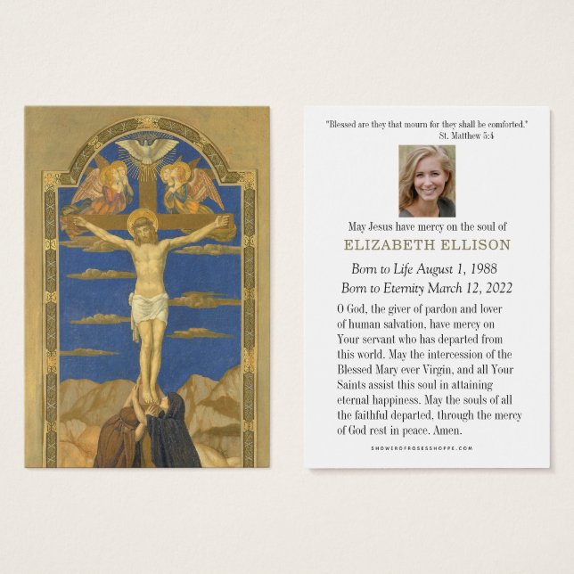 Catholic  Funeral Prayer Memorial Crucifixion (Front & Back)