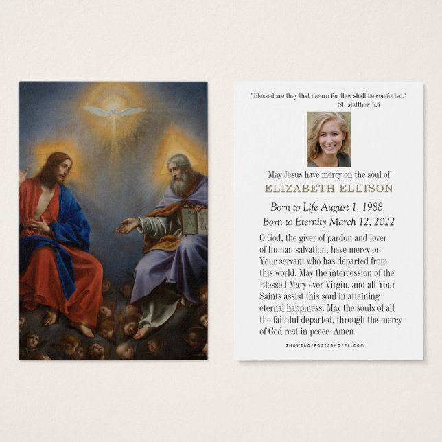 Catholic  Funeral Prayer Memorial Prayer Card (Front & Back)