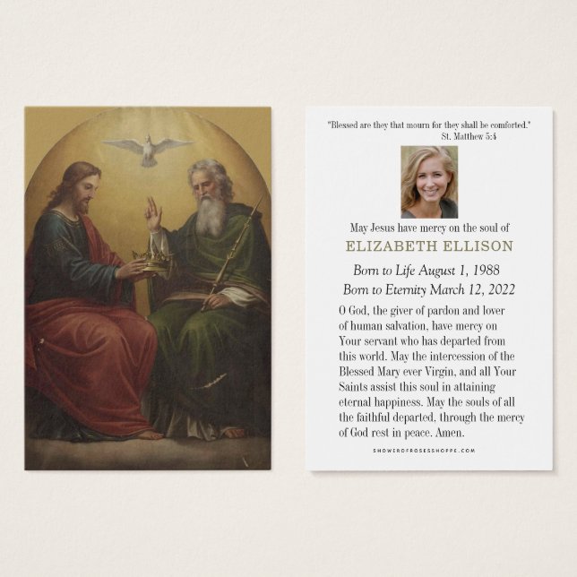 Catholic  Funeral Prayer Memorial Prayer Card (Front & Back)
