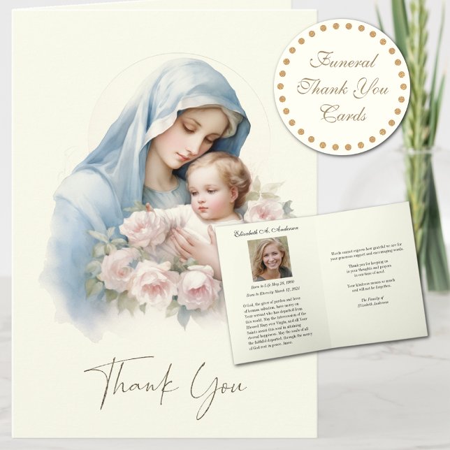 Catholic Funeral Prayer Memorial Thank You  Note Card (Creator Uploaded)