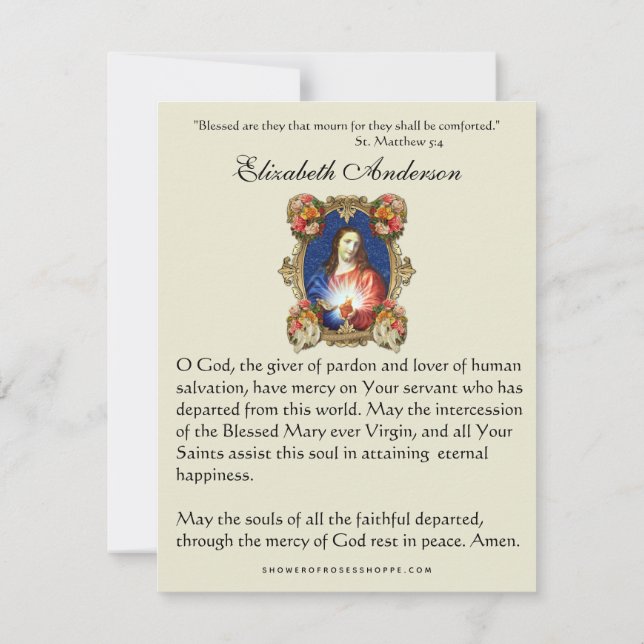 Catholic Funeral Service Jesus Prayer Card (Back)