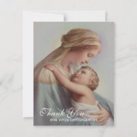 Catholic Funeral Sympathy Holy Card Thank You
