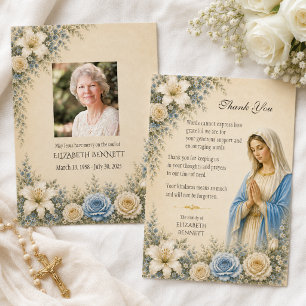 Catholic Funeral Thank You Cards with Virgin Mary