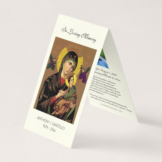 Catholic Funeral Virgin Mary Prayer Holy Card (Front)