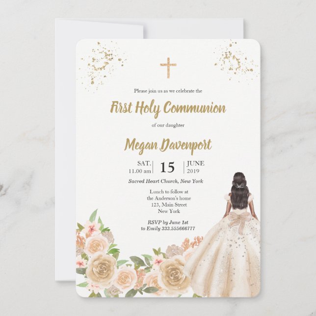 Catholic Girl Communion Invitation (Front)