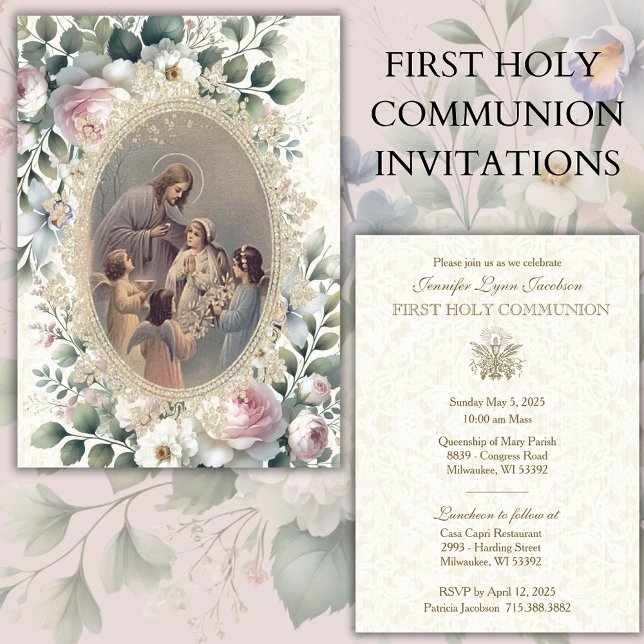 Catholic Girl  First Holy Communion Invitation (Creator Uploaded)