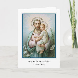 Catholic Godfather St. Joseph  Jesus Fathers Day Card