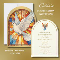 Catholic Gold Confirmation Dove Stained Glass