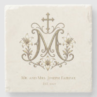 Catholic Gold Marian Cross Monogram