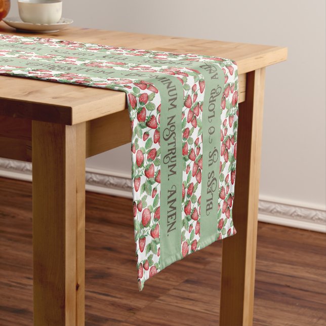 Catholic Grace Before Meals Latin Mass Hand-Drawn  Short Table Runner (In Situ)