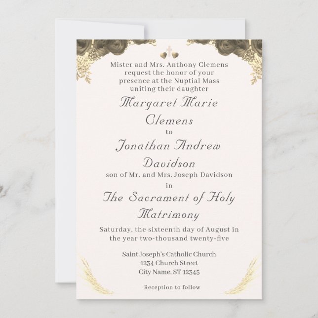 Catholic Grace Wedding Invitation (Front)
