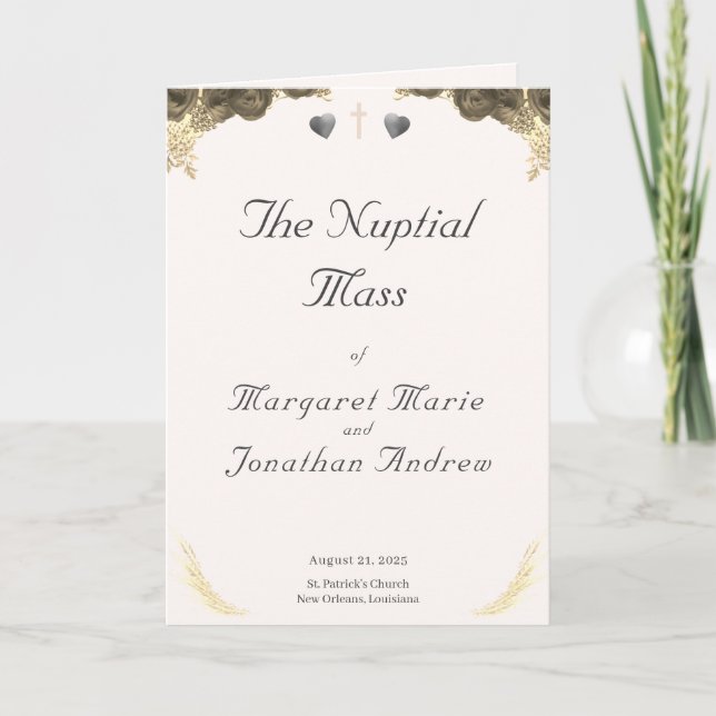 Catholic Grace Wedding Program Programme (Front)