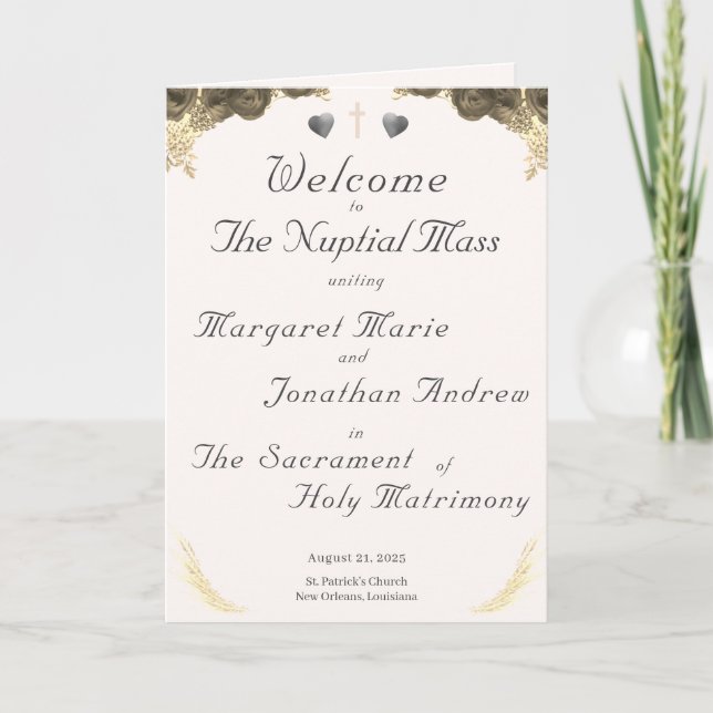 Catholic Grace Wedding Program Programme (Front)