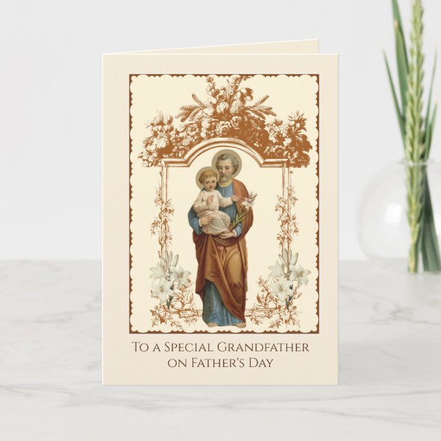 Catholic Grandfather St. Joseph Religious Father's Card (Front)