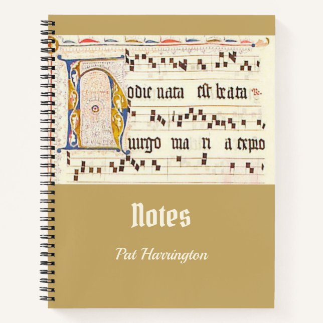 Catholic Gregorian Chant Latin Mass Mediaeval Gold Notebook (Front)