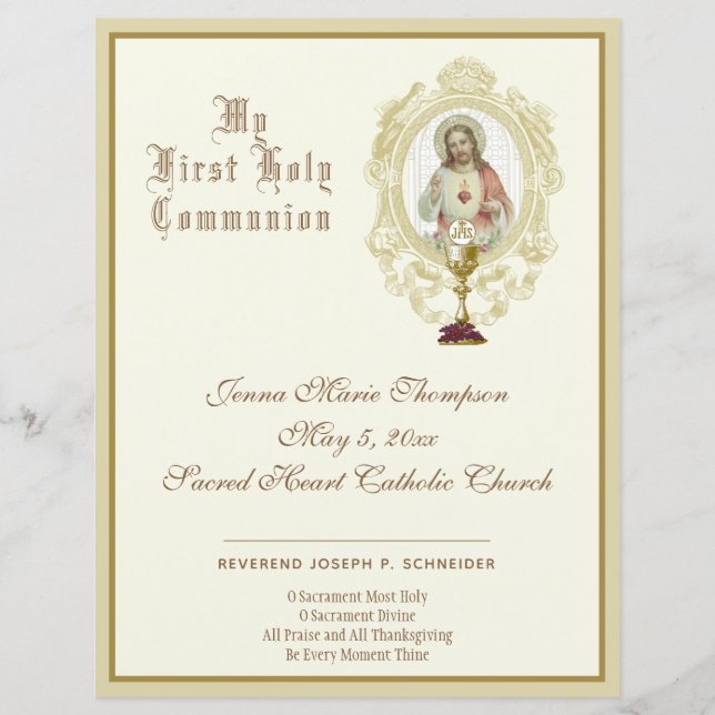 Catholic Holy Communion Remembrance Certificate (Front)