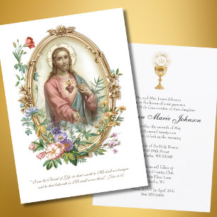 Catholic  Holy Communion Sacred Heart Jesus  Invitation