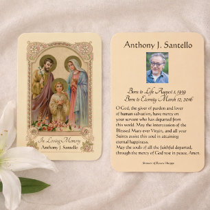Catholic Holy Family Funeral Prayer Holy Card
