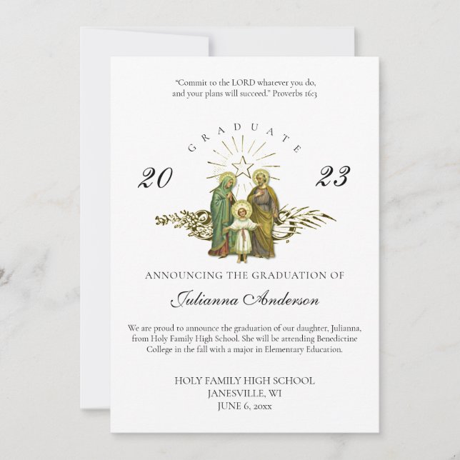 Catholic Holy Family Graduation Announcement (Front)