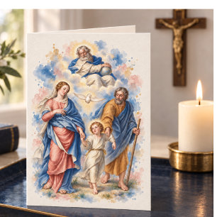 Catholic Holy Family Watercolor All Occasion Holiday Card