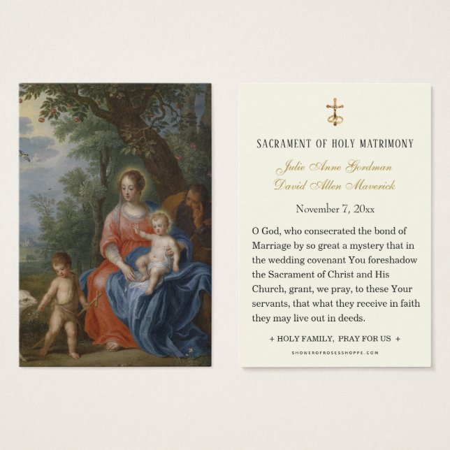 Catholic Holy Family Wedding Holy Card (Front & Back)