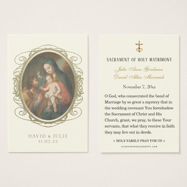 Catholic Holy Family Wedding Prayer Card (Front & Back)