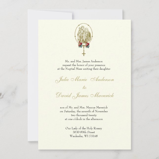 Catholic Holy Family Wedding Reception Combo Invitation (Front)