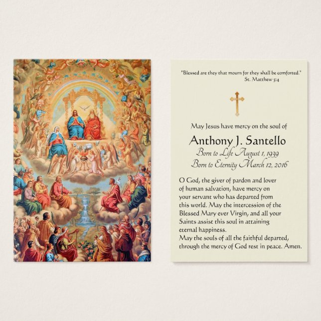 Catholic Holy Trinity Saints Funeral Memorial Card (Front & Back)