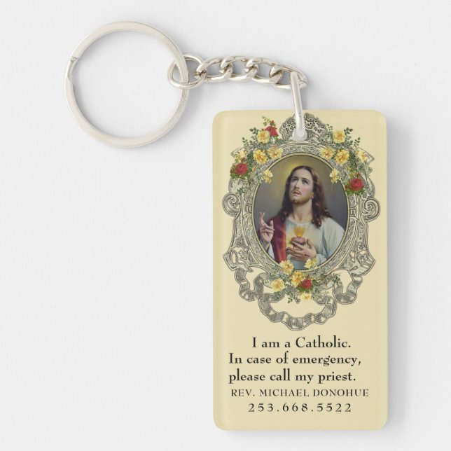 Catholic ID Religious Sacred Heart of Jesus  Key Ring (Front)
