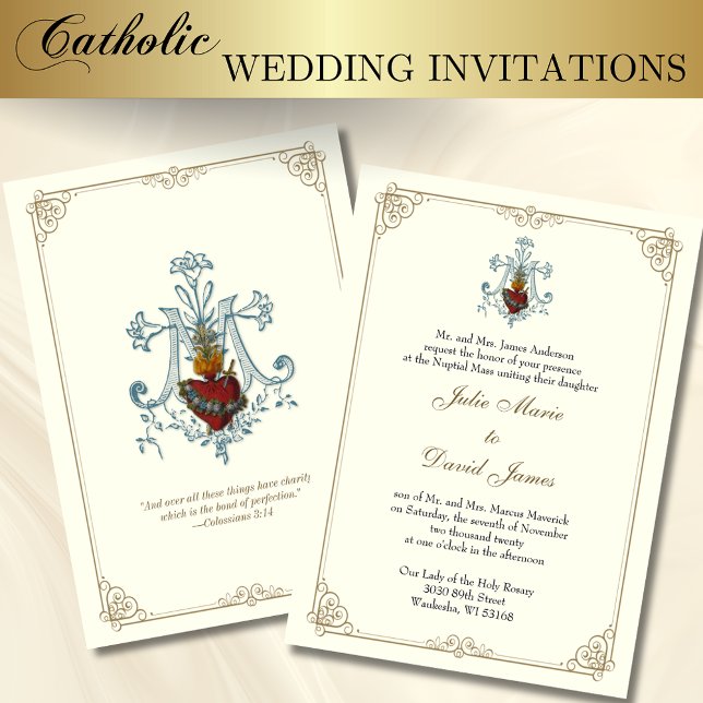 Catholic  Immaculate Heart of Mary Wedding Invitation (Creator Uploaded)