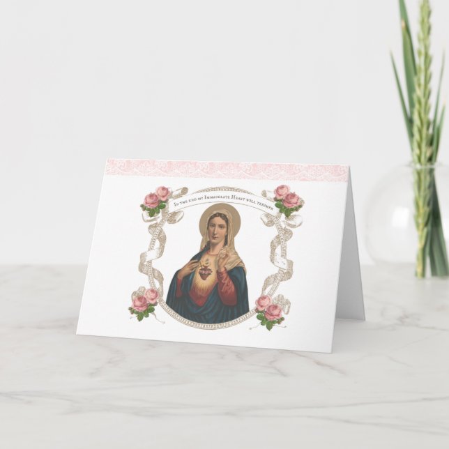 Catholic Immaculate Heart Virgin Mary Religious Card (Front)