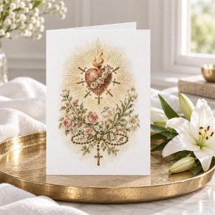 Catholic Immaculate & Sorrowful Heart of Mary Card