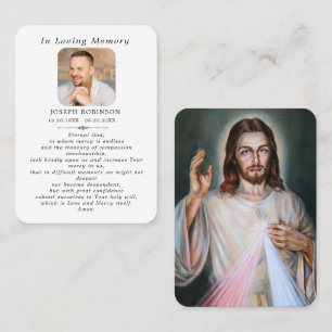 Catholic Jesus Divine Mercy Funeral Prayer Card