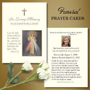 Catholic Jesus Divine Mercy Funeral Prayer Card