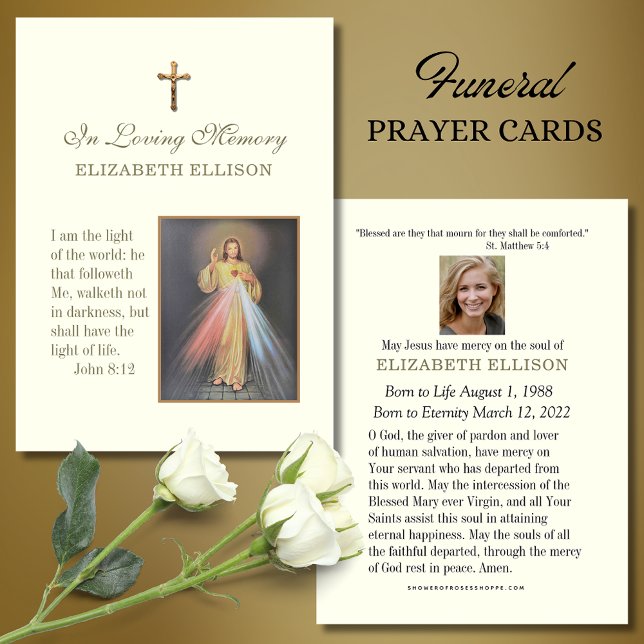 Catholic Jesus Divine Mercy Funeral Prayer Card (Creator Uploaded)