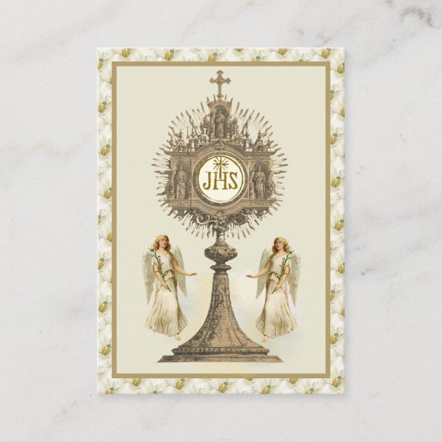 Catholic Jesus Eucharist Angels Prayer Easter Busi Business Card (Front)