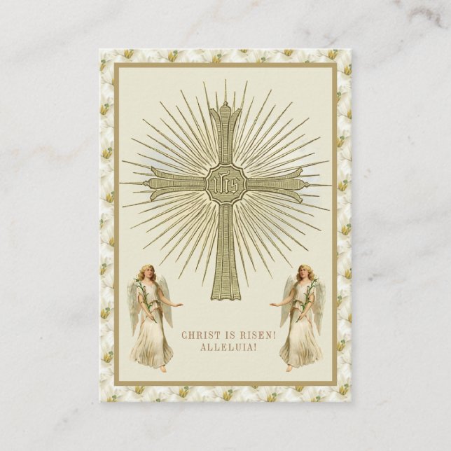 Catholic Jesus Eucharist Angels Prayer Easter Business Card (Front)