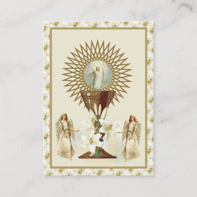 Catholic Jesus Eucharist Angels Prayer Easter Business Card (Front)