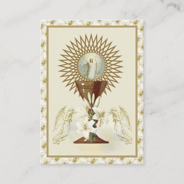 Catholic Jesus Eucharist Angels Prayer Easter  Business Card (Front)