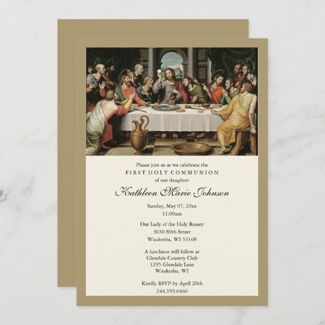Catholic Jesus First Communion Invitations (Front/Back)