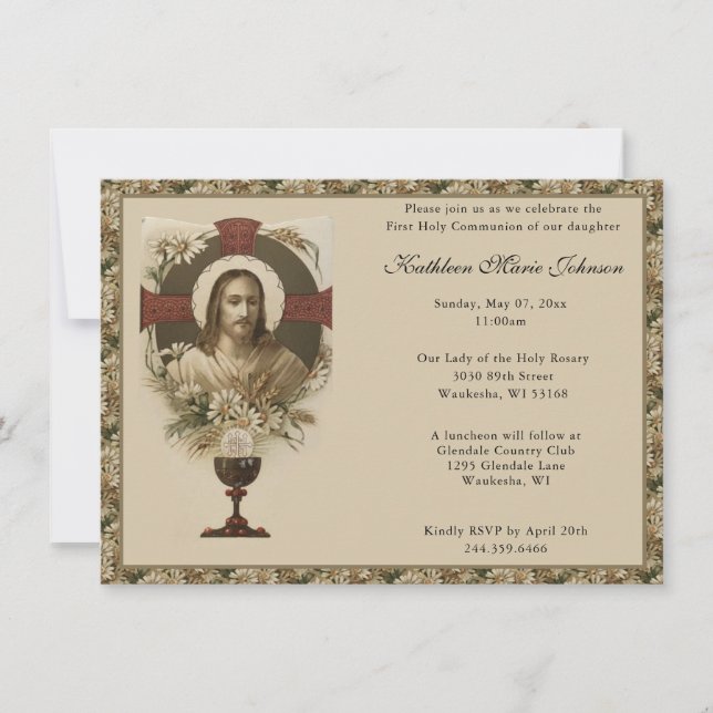Catholic Jesus First Communion Invitations (Front)