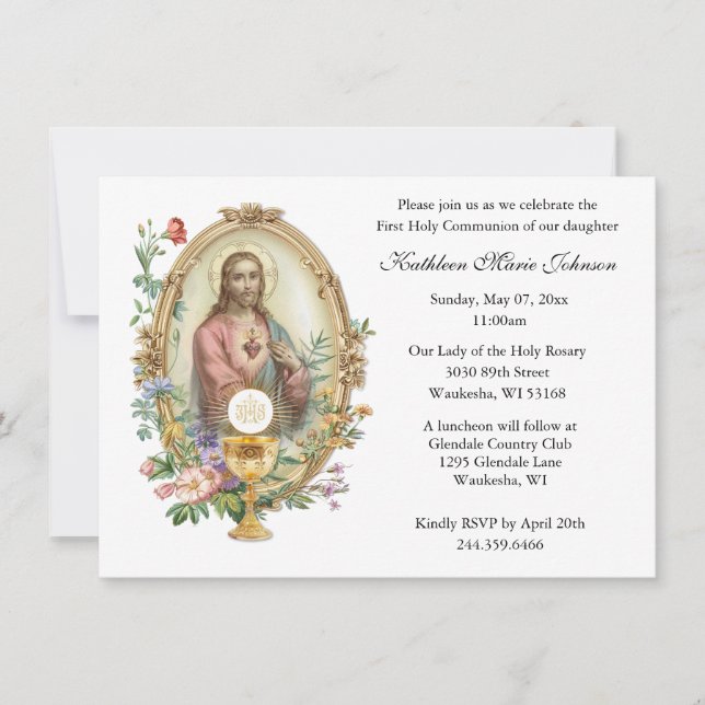 Catholic Jesus First Communion Invitations (Front)