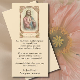 Catholic Jesus Funeral Condolence Spanish Thank You Card